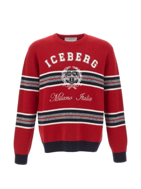 Iceberg embroidered striped wool sweater