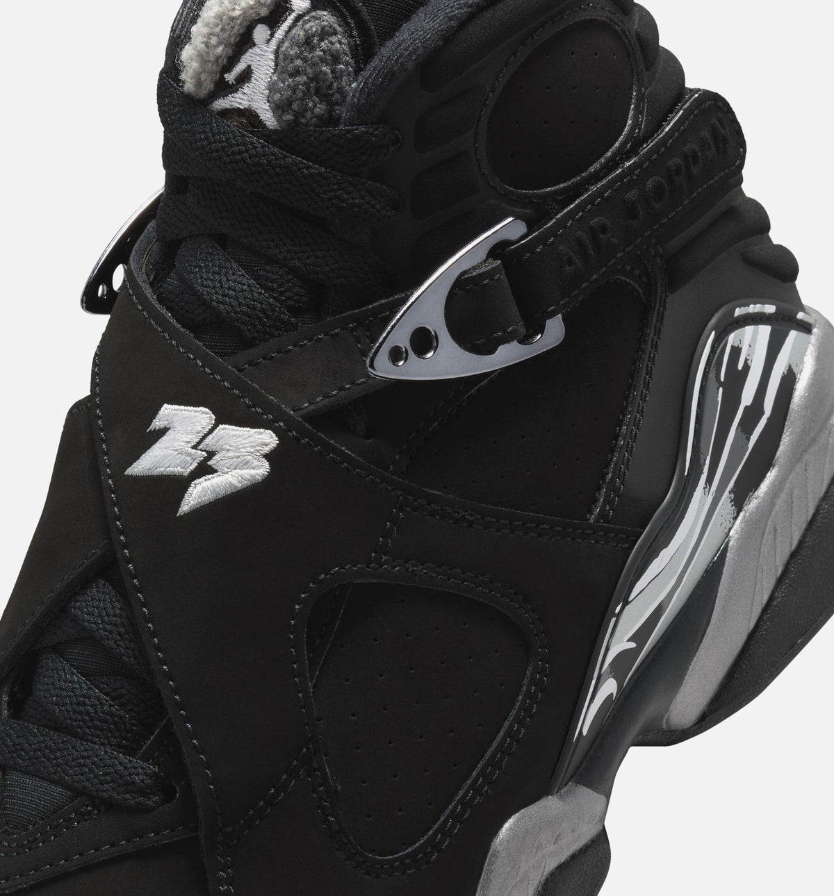 Air Jordan 8 Retro 'Chrome' Grade School - Black/White/Light Graphite