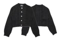 ERD Silver Button Cable-Knit Cropped Cardigan - Black