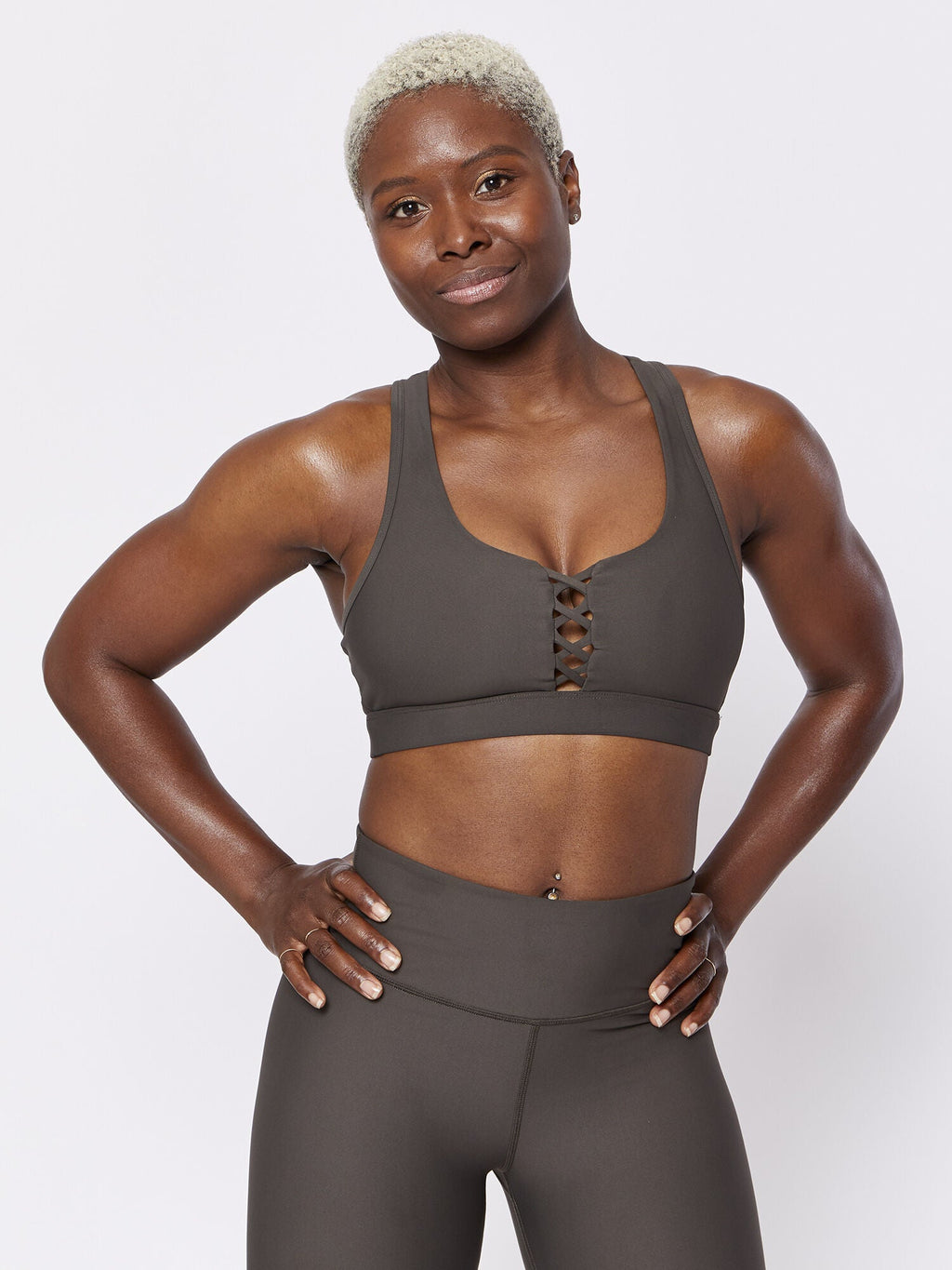 Lace-Up Green Sports Bra