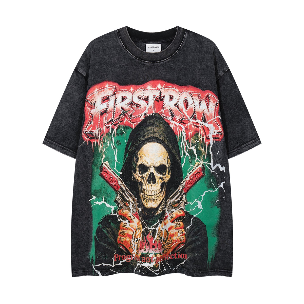 MAJESTIK Washed Black Skull Graphic T-Shirt
