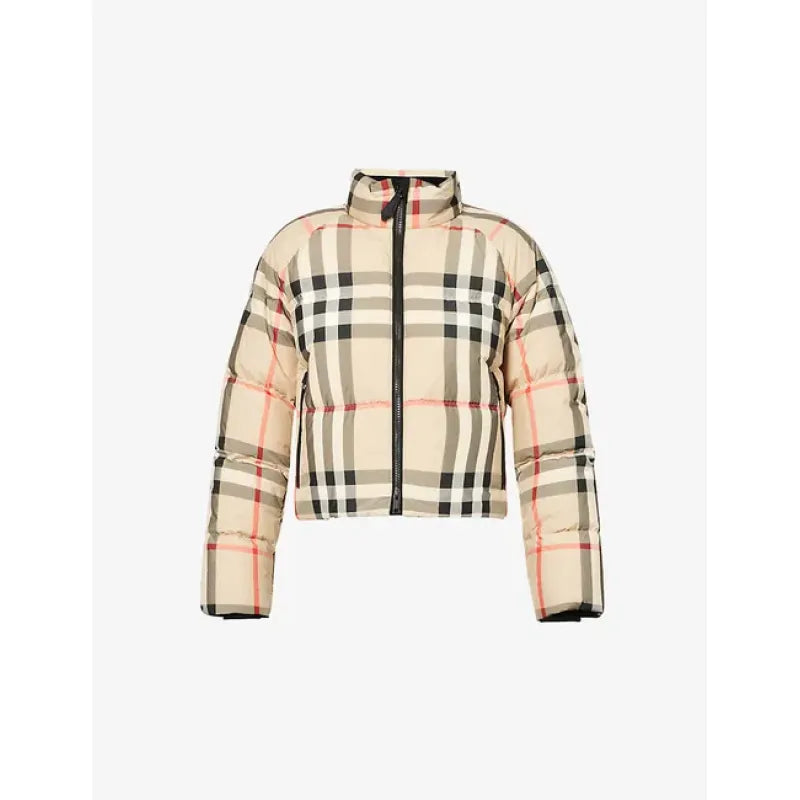 Brand Vintage Check Cropped Puffer Jacket