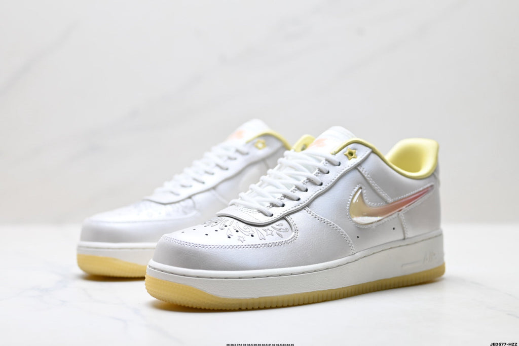 Nike Air Force 1 Low White Pale Yellow Unisex Sneakers Style 24