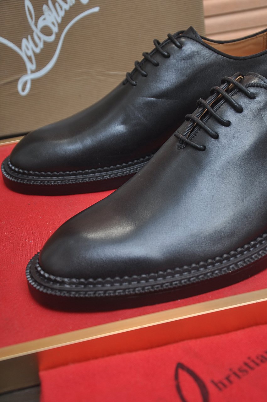 Christian Louboutin Black Red Sole Lace-Up Dress Shoes