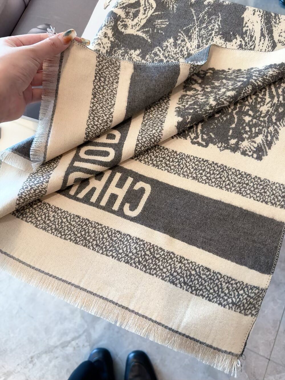 Dior Animal & Foliage Fringed Scarf