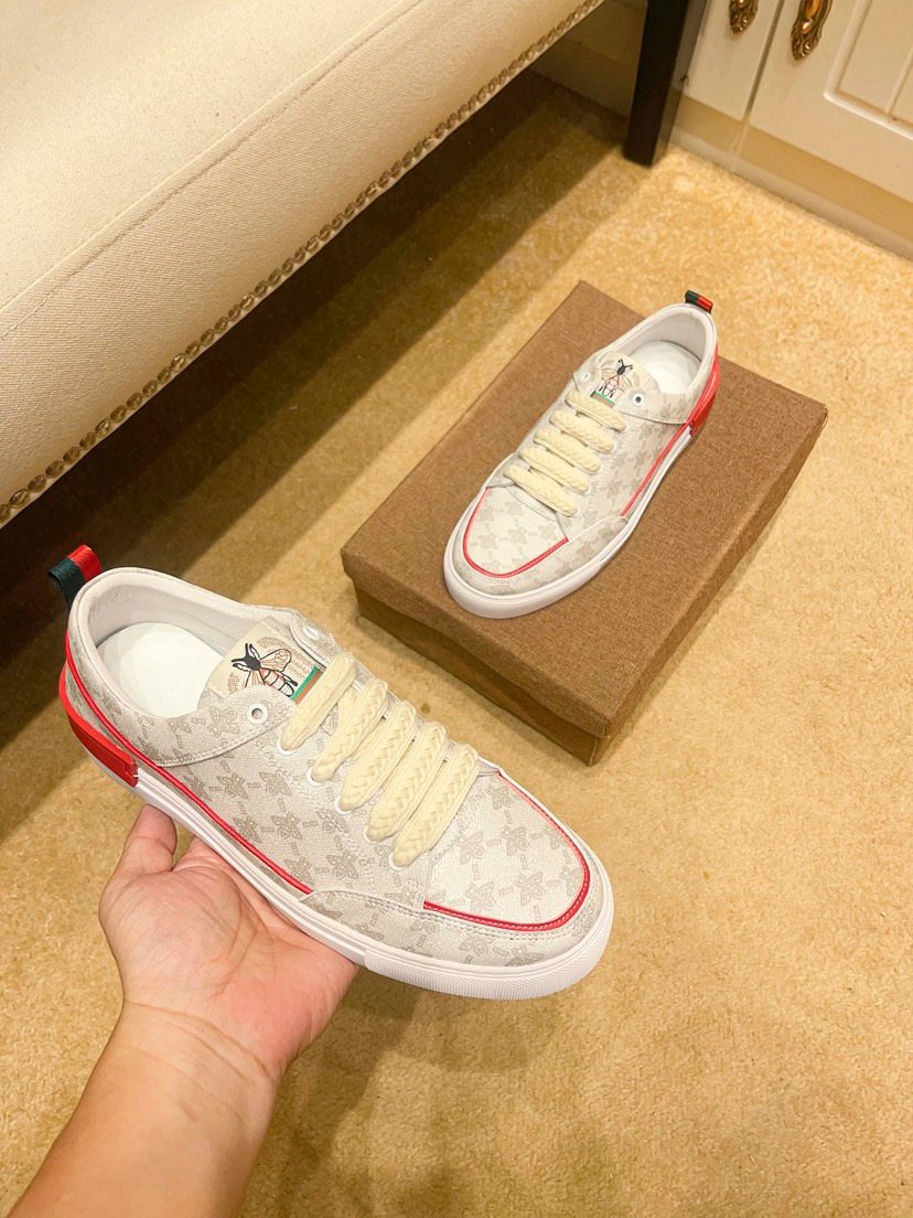Cream Patterned Low-Top Sneakers