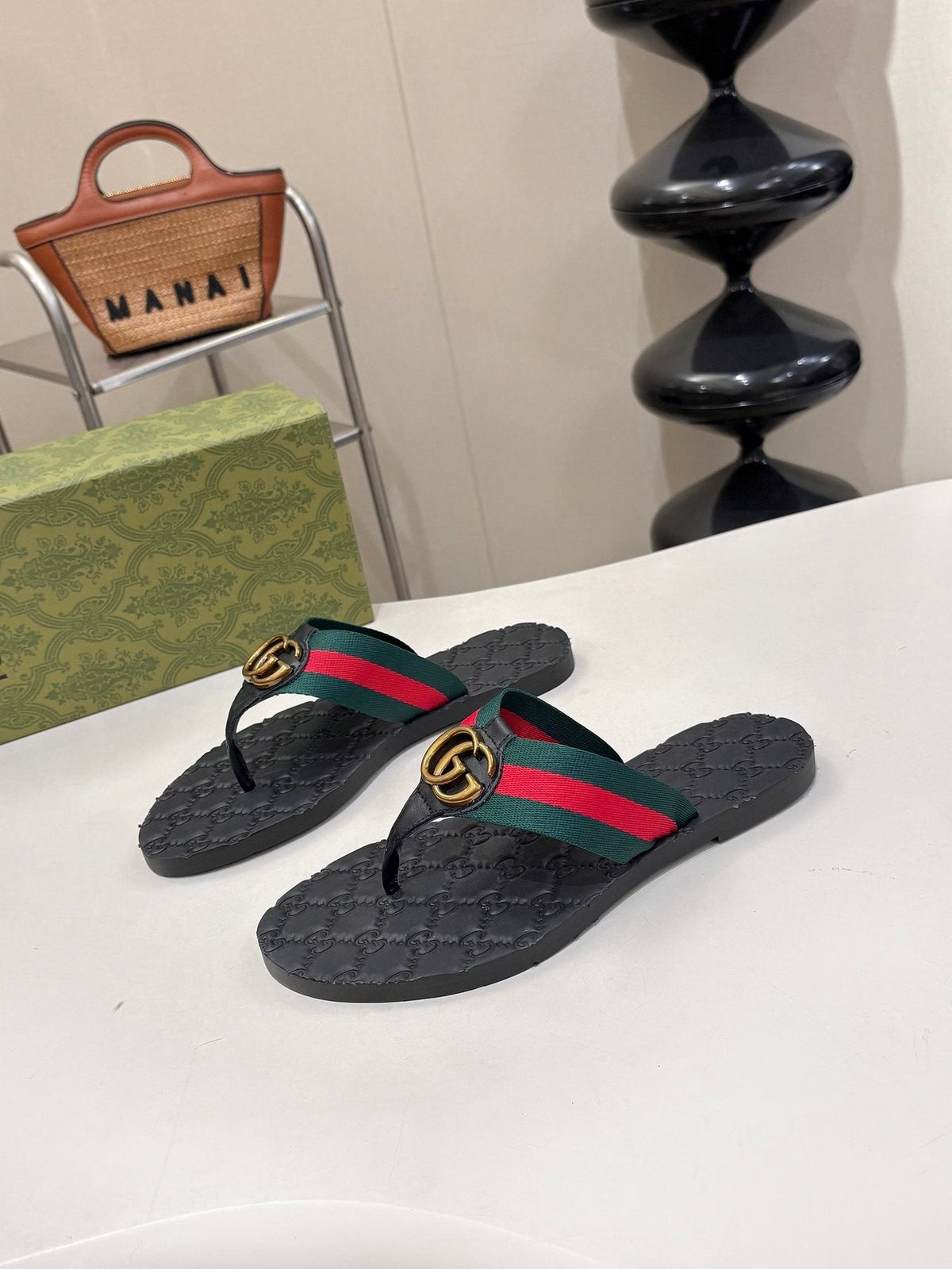 Gucci Striped Thong Sandals
