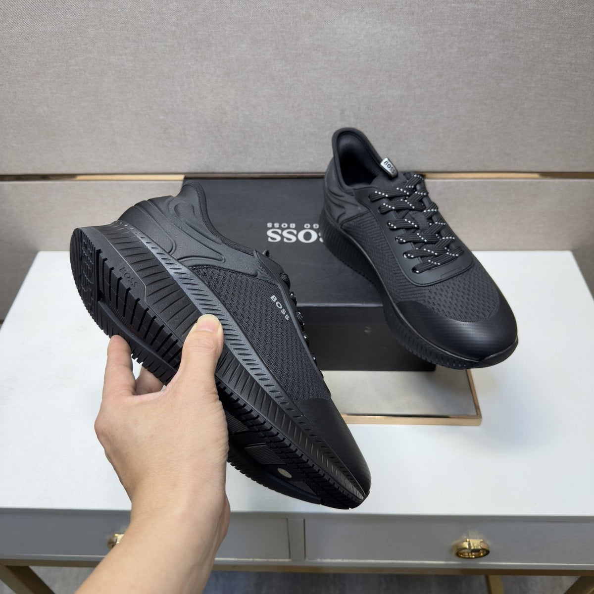 BOSS Men's Mesh Panel Sneakers