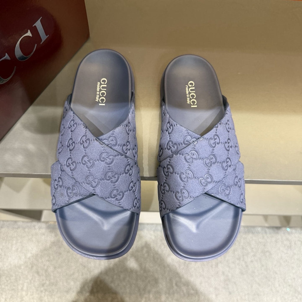 Gucci Men's GG Monogram Crossover Slide Sandals