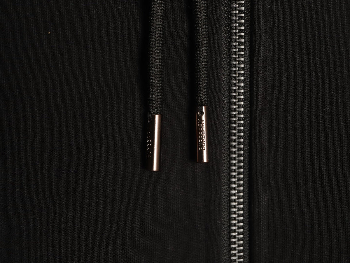 Burberry Equestrian Knight Check-Detail Zip Hoodie - Black