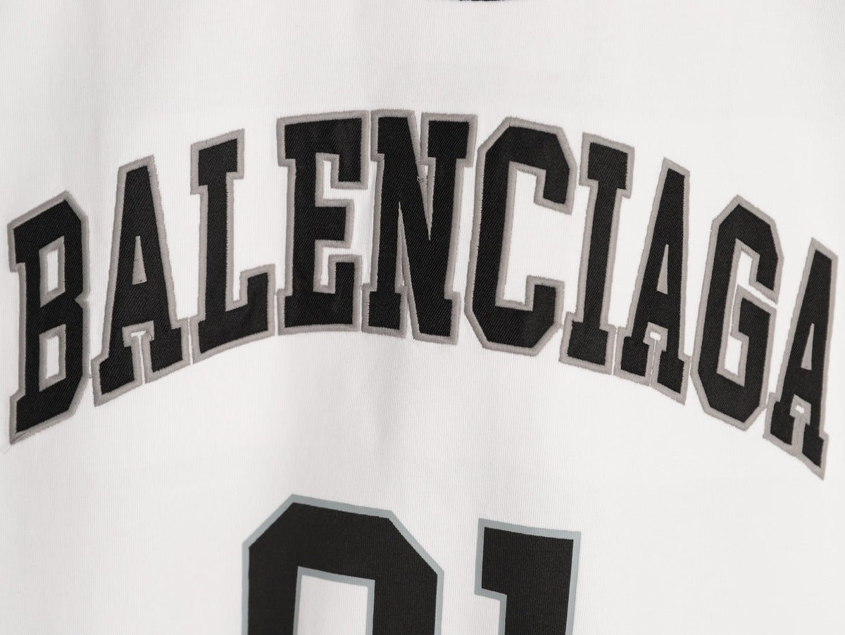 Balenciaga 01 Football-Style Long-Sleeve T-Shirt - White